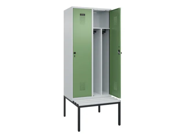 locker met bank,voor scheiding van kleding,HxBxD 2120x800x815mm,2vak