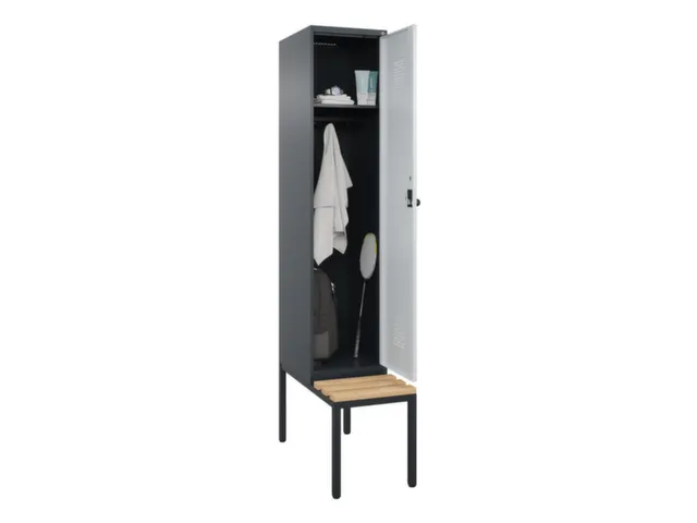 locker met bank,HxBxD 2120x400x815mm,1vak,vak B 400mm,draaigrendel