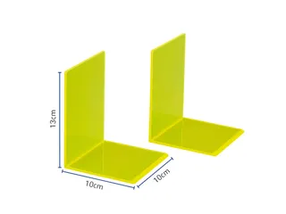 Boekensteun MAUL 10x10x13cm acryl set 2 neon geel transparant - 2