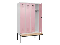 locker met bank,HxBxD 2120x1200x815mm,4vak,vak B 300mm,cilinderslot
