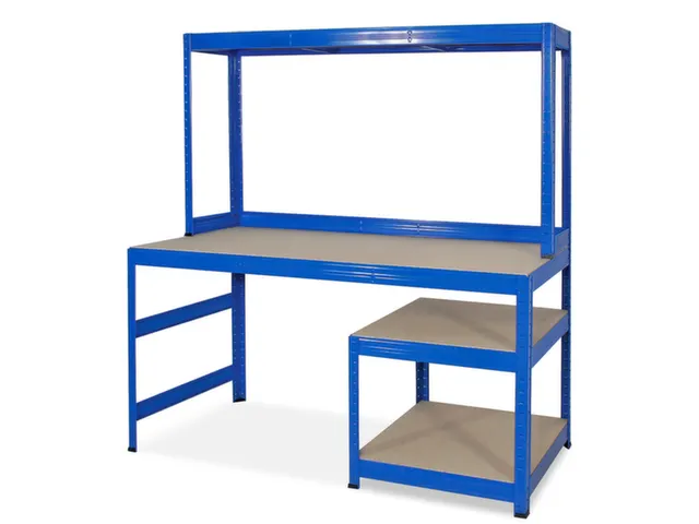 montagetafel,HxBxD 900x1500x600mm,blad hout,4voeten RAL5010