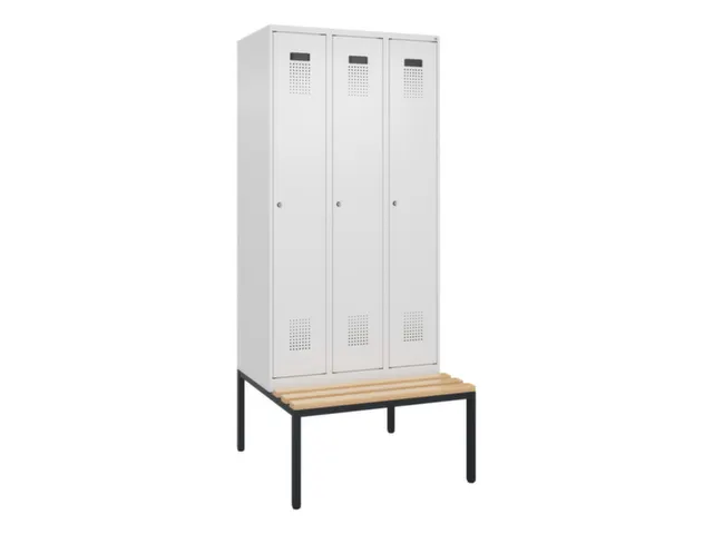 locker met bank,voor scheiding van kleding,HxBxD 2120x900x815mm,3vak