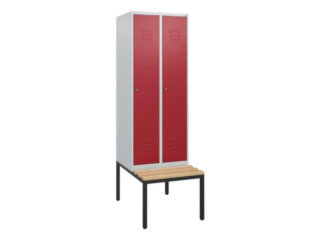 locker met bank,HxBxD 1950x600x815mm,2vak,vak B 300mm,cil.-slot
