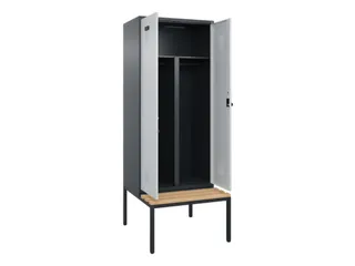 PBM-locker met bank,HxBxD 2120x800x815mm,2vak,vak B 400mm,draaigrendel - 1
