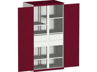 kast met geperforeerde platen,HxBxD 2000x1050x650mm,2xStalen bodem - 1