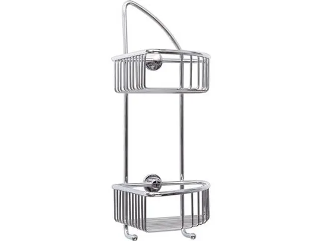 Draad dubbele hoek doucherek, hoogglans verchroomd Zelfklevend