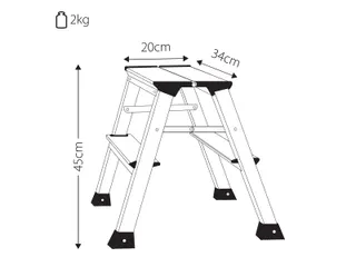 Aluminum ladder 2 treden 45cm 150kg - 7