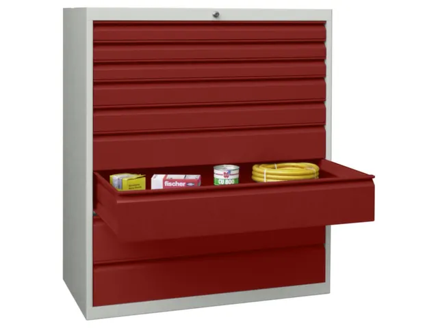 ladekast,HxBxD 1200x1023x600mm,9lade(n),RAL7035,front RAL3000