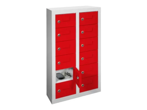 lockerkast,HxBxD 815x460x200mm,2x6vakken,RAL7035,front RAL3000