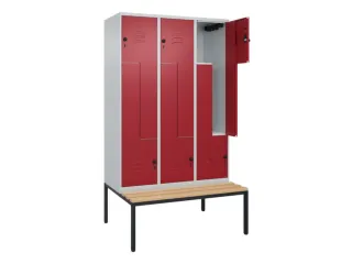 Z-garderobekast,HxBxD 2120x1200x815mm,6vak,vak B 400mm,draaigrendel - 2