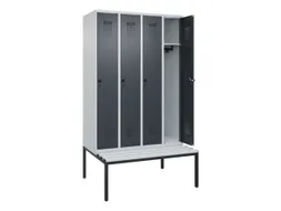 locker met bank,HxBxD 2120x1200x815mm,4vak,vak B 300mm,draaigrendel