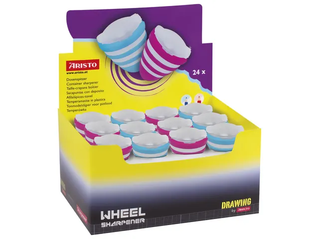 Taille-crayon Aristo Wheel Couleurs trendy Présentoir 24 pièces