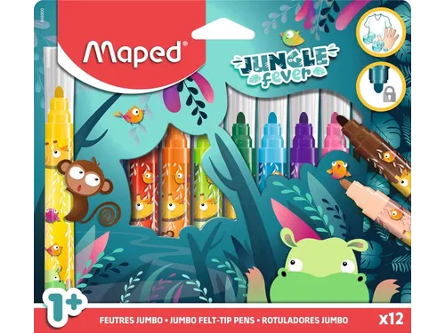 Viltstift Maped Jungle Fever Jumbo set à 12 kleuren