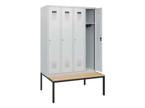 locker met bank,HxBxD 1950x1200x815mm,4vak,vak B 300mm,cilinderslot