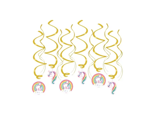 Hangdecoratie 70cm Party Swirl Unicorn 12 stuks