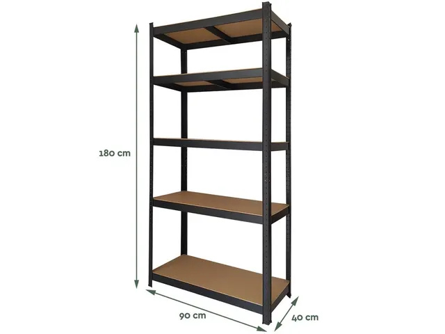 Rayonnage 5 tablettes 90x40x180cm SU175 max 875kg noir