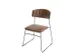 chaise rembourrée Piètem. semelles noir assise similicuir cognac