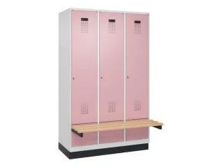 locker met bank,HxBxD 1950x1200x815mm,3vak,vak B 400mm,cilinderslot - 2