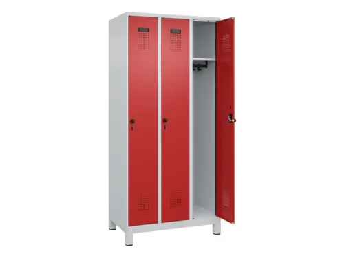 locker,HxBxD 1950x900x500mm,3vak,vak B 300mm,draaigrendel,voeten