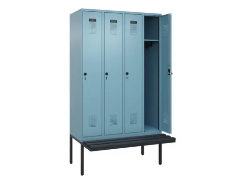 locker met bank,HxBxD 2120x1200x815mm,4vak,vak B 300mm,draaigrendel