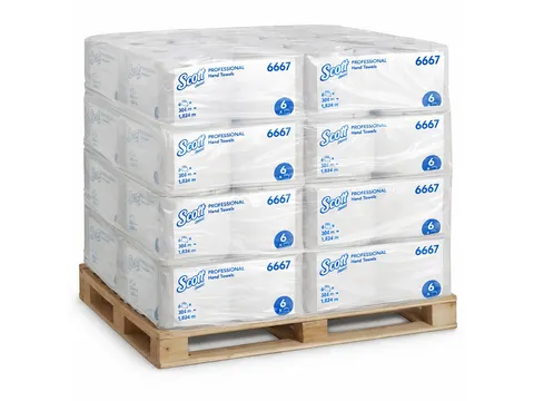 Handdoekrol Scott 1-laags 304m wit 6667 Pallet