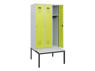 locker met bank,HxBxD 1950x900x815mm,3vak,vak B 300mm,cilinderslot - 1