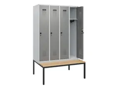 locker met bank,HxBxD 1950x1200x815mm,4vak,vak B 300mm,draaigrendel