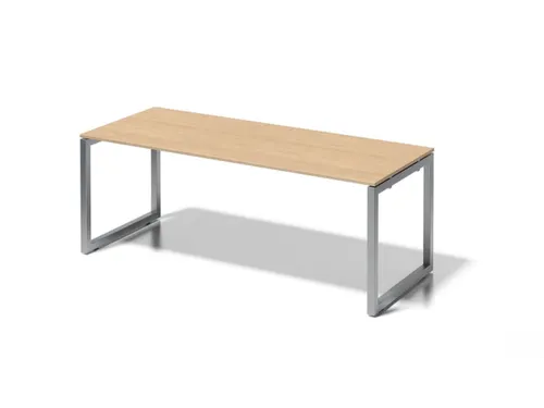 bureau,HxBxD 740x2000x800mm,blad esdoorn,sledeframe zilverkleurig