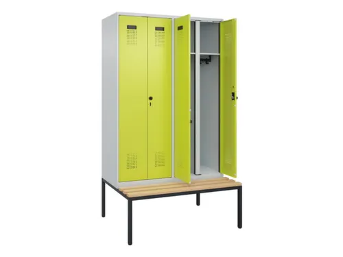 locker met bank,voor scheiding van kleding,HxBxD 2120x1200x815mm,4vak