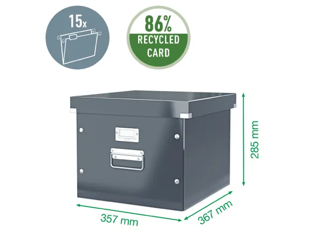 Hangmappenbox Click & Store 320x240x335mm Zwart A4 86% gerecycled kart