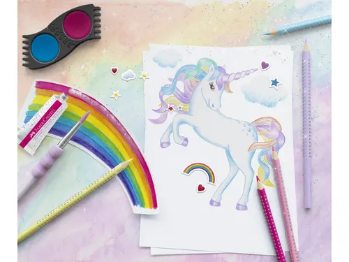 Unicorn Faber-Castell display gevuld met: Colourgrip kleurpotloden div
