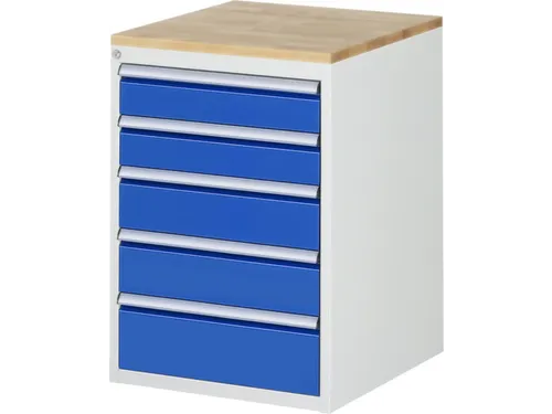 ladekast 825x580x650mm 5laden cilinderslot RAL7035 RAL5010 beuken