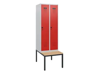 locker met bank,HxBxD 1950x600x815mm,2vak,vak B 300mm,draaigrendel - 2