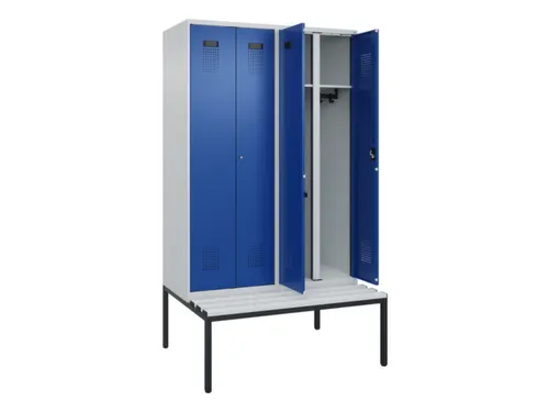 locker met bank,voor scheiding van kleding,HxBxD 2120x1200x815mm,4vak