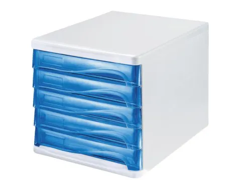 ladeblok,5lade(n),HxBxD 250x265x340mm,kunststof,wit