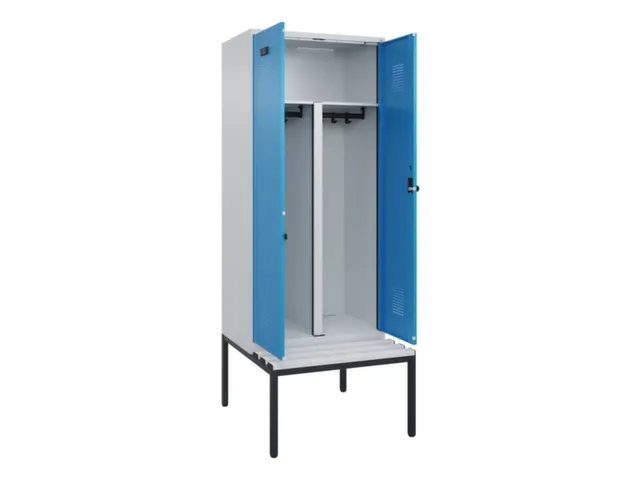 PBM-locker met bank,HxBxD 2120x800x815mm,2vak,vak B 400mm,draaigrendel