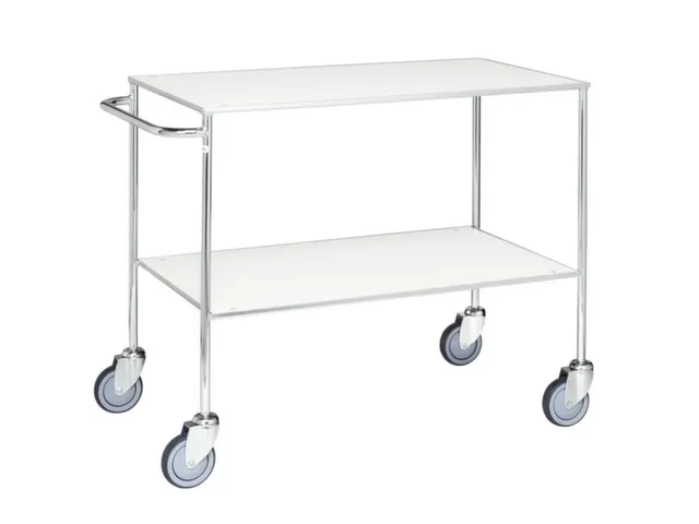 Tafelwagen,Draagverm. 150Kg,2Xstaalplaat,Staaletage,Zilverkleurig