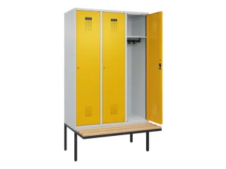 locker met bank,HxBxD 2120x1200x815mm,3vak,vak B 400mm,cilinderslot - 1