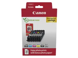 Canon PGI-530/CLI-531 PGBK/C/M/Y/BK/GY inktcartridge + fotopapier