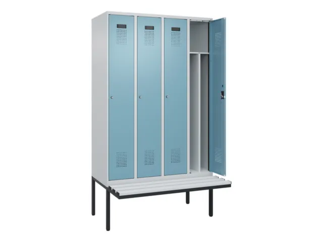 locker met bank,voor scheiding van kleding,HxBxD 2120x1200x815mm,4vak