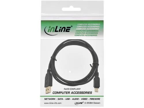 Kabel Inline USB-A USB mini-B 2.0 M 5pin 2 meter zwart