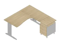 bureauset bureau staand ladeblok rechts 730x1600x1650mm C-voet eiken