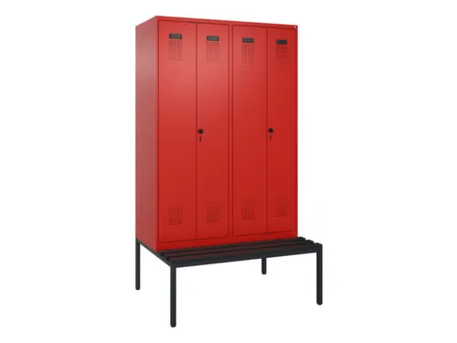 PBM-locker met bank,HxBxD 2120x1200x815mm,4vak,vak B 300mm