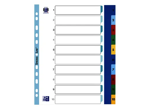 Tabbladen Oxford A4+ 11-gaats 1-10 PP kleur