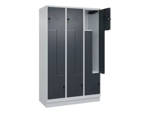 Z-garderobekast,HxBxD 1950x1200x500mm,vak B 200/400mm,draaigrendel
