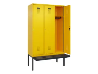 locker met bank,HxBxD 2120x1200x815mm,3vak,vak B 400mm,cilinderslot - 1