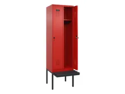 locker met bank,HxBxD 2120x600x815mm,2vak,vak B 300mm,draaigrendel