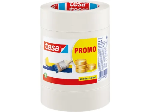 Afplaktape Tesa 55349 basic promo 30mmx50m 5rollen