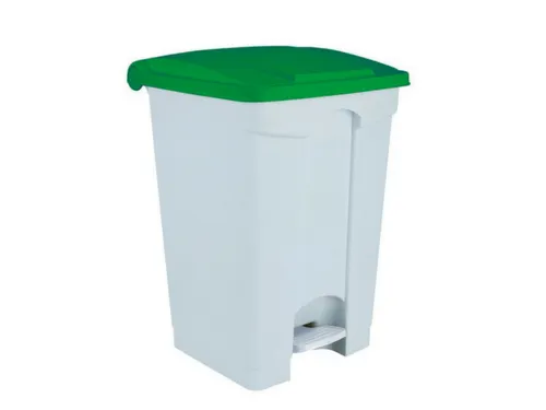 Contitop,afvalbak met pedaal 70L wit/groen/VE:3