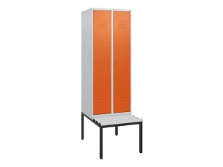 locker met bank,HxBxD 1950x600x815mm,2vak,vak B 300mm,cil.-slot - 1